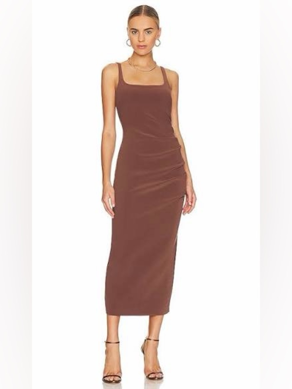 Bec & Bridge Chocolate Brown Square-Neck Midi Dress